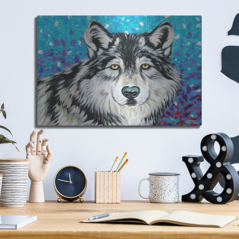 "Loup gris II" par Carolee Vitaletti, H 12 po x l 16 po