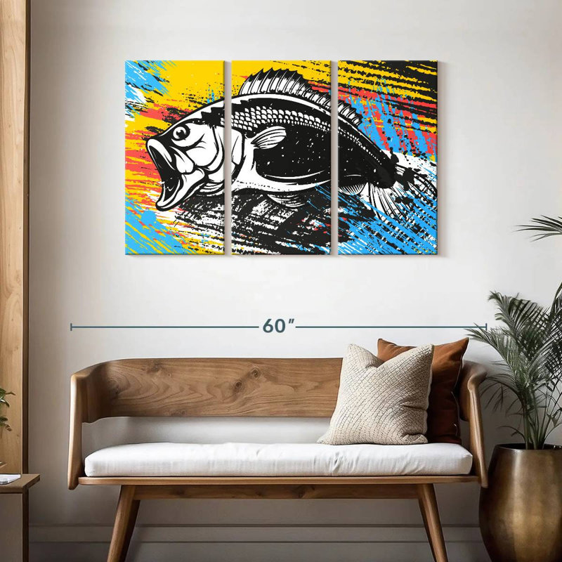 Brampt Abstract Bass Fishing, 28" H x 45" W