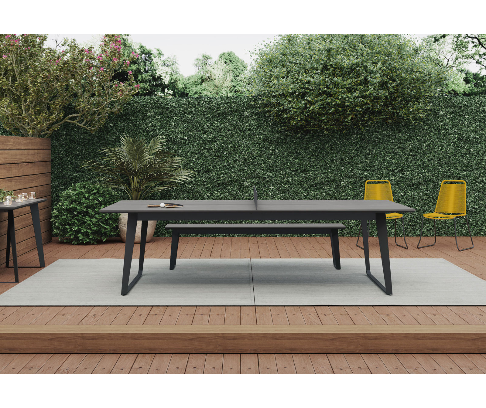 Taneli Table Tennis Table with Paddles, Gray Concrete