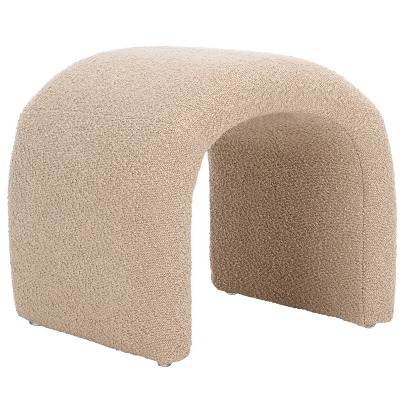 Andeana Upholstered Ottoman, Tan Boucle