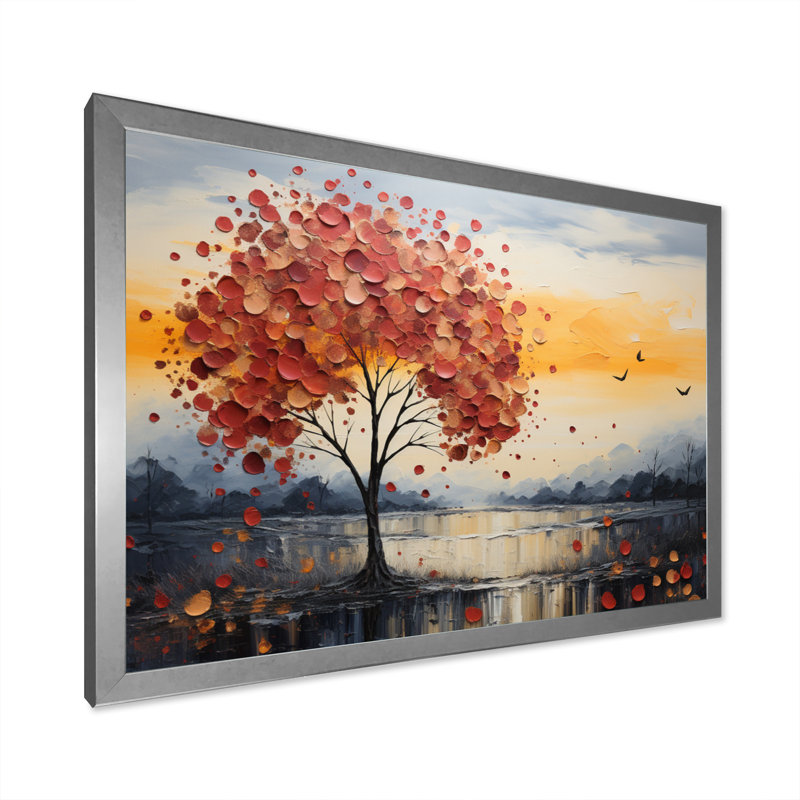 «Romantic Landscape Melting Hearts IV», reproduction sur toile, H 30 po x l 40 po x P 1,5 po, Cadre simple argenté