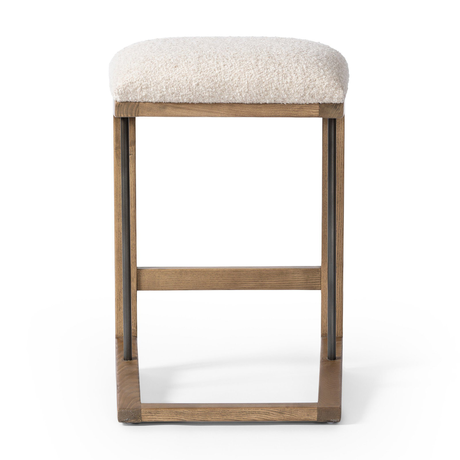 Cicily Bar Stool, Short Stool (27" Seat Height), Toast Ash Solid, Ivory