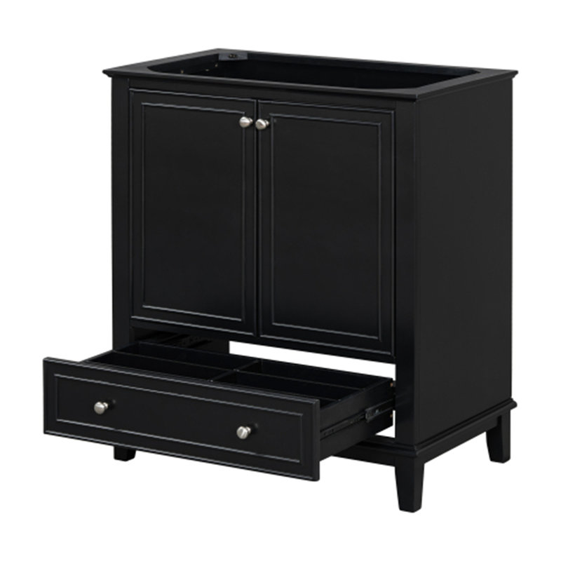 Meuble-lavabo de salle de bain sans lavabo, base seulement, Noir, Argent argent