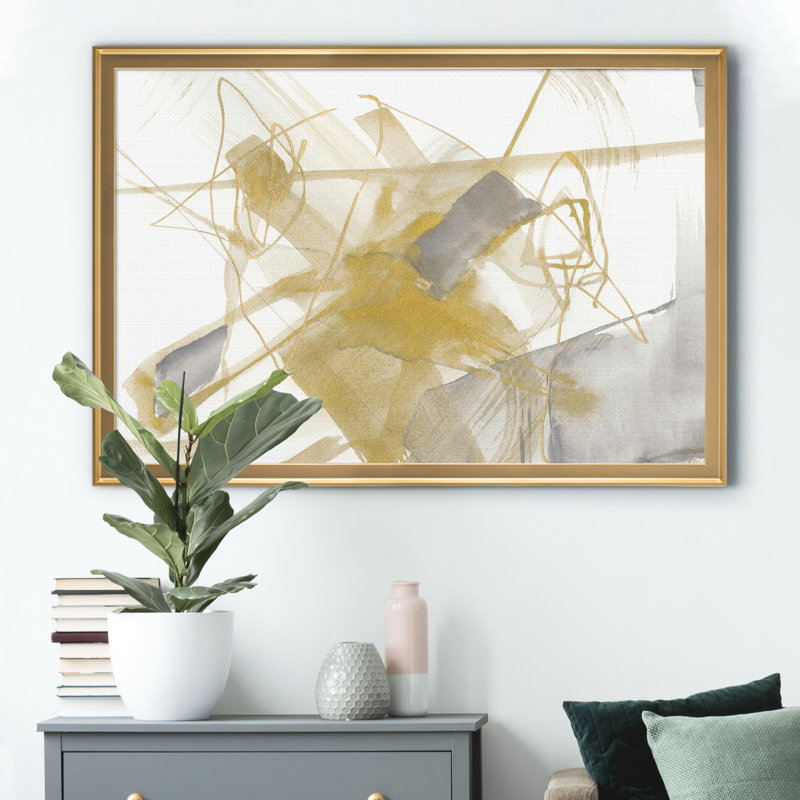 «Gold & Gray Exploration V», reproduction d'art sur toile encadrée, H 18,5 po x l 24,5 po x P 1,5 po, Doré