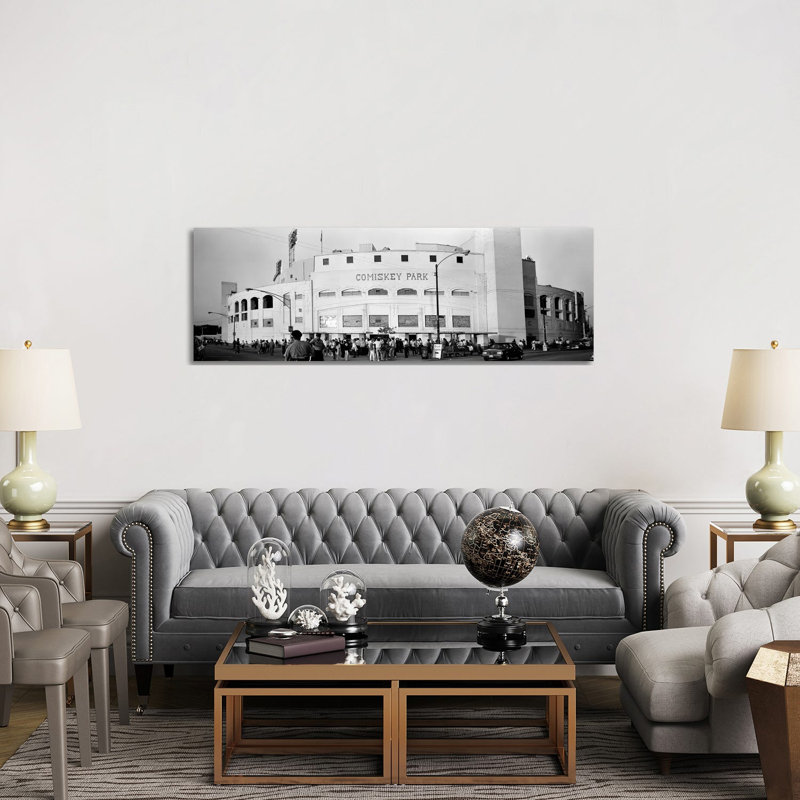People Outside A Baseball Park, Old Comiskey Park, Chicago, Cook County, Illinois, USA - Wrapped Canvas Panoramic Print