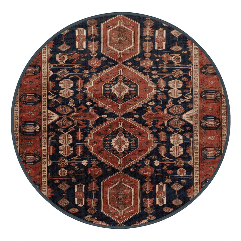 Tapis brun lavable à la machine, Rond 7 pi