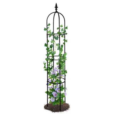 6.2ft Black Metal Obelisk Trellis, Rustproof Garden Plant Support ﻿