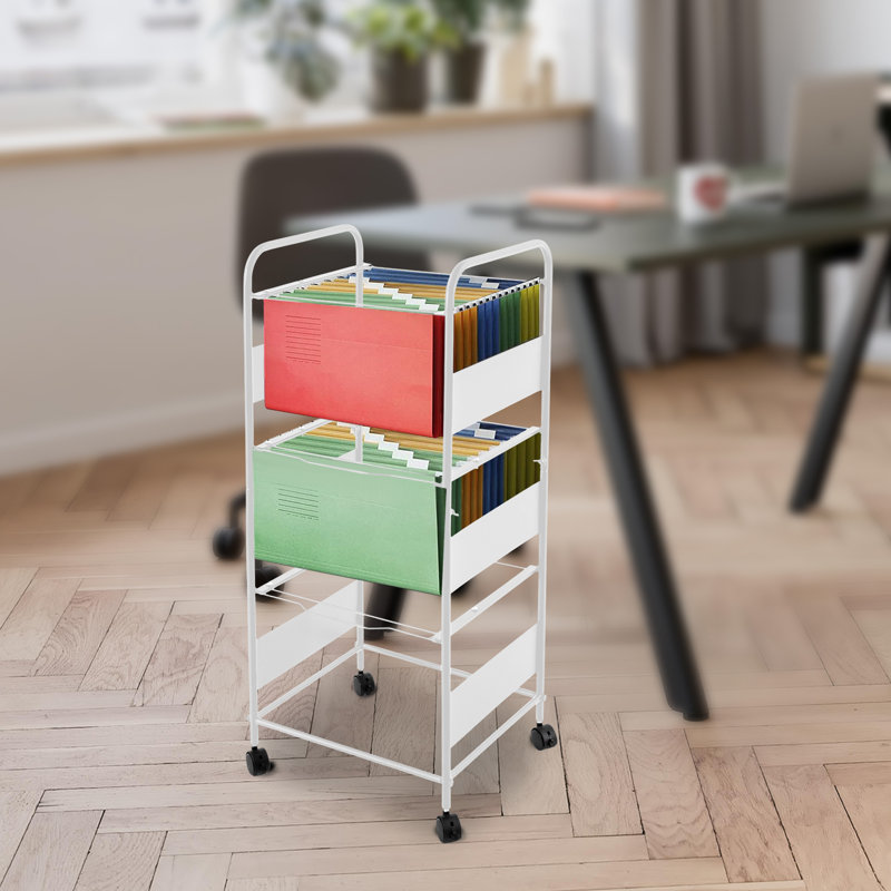 35.7'' H x 16.1'' W File Cart with Wheels, White