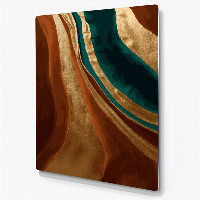 Art mural abstrait en métal brun 79, H 12 po x l 18 po