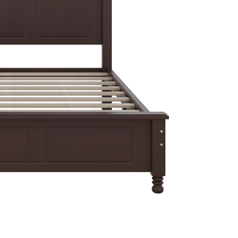 Carmena Retro Style Platform Bed, Queen, Dark Walnut