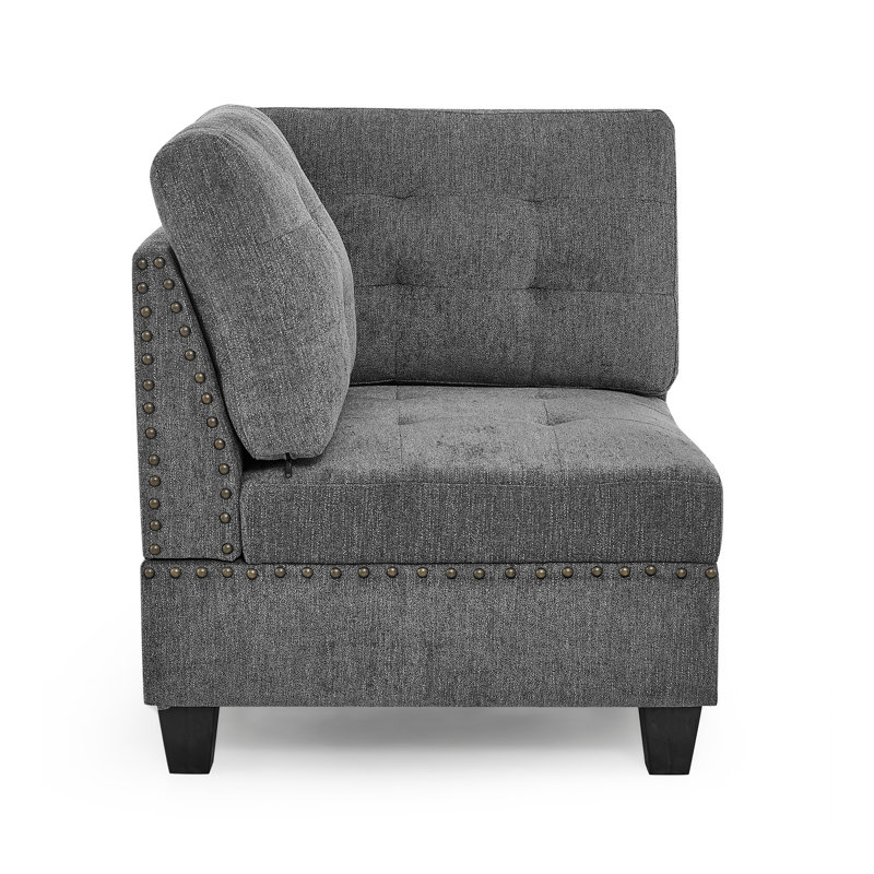 Canapé modulaire en forme de U, combinaison de bricolage, comprend quatre chaises simples et deux coins, chenille grise