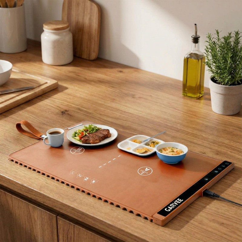 Tapis chauffant à 2 zones chauffant 24 po x 15 po, enroulable avec 6 réglages de température et minuterie pour les repas