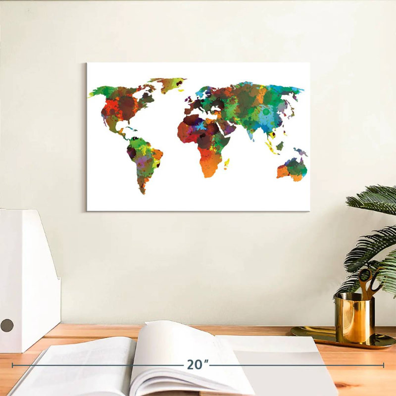 Carte du monde Aliaz Motley, H 8 po x l 12 po
