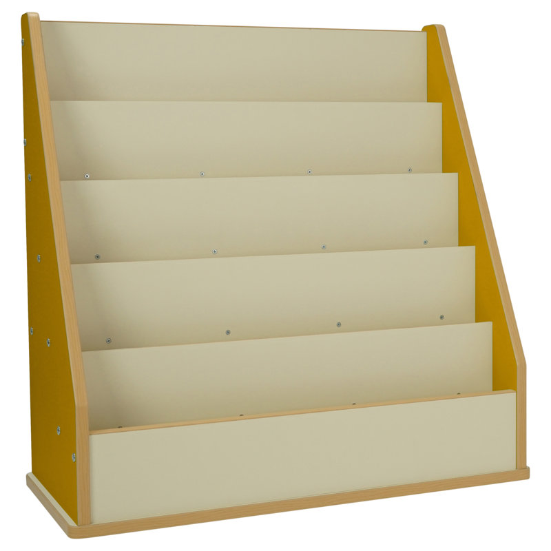 Présentoir à livres en stratifié, Amande / jaune