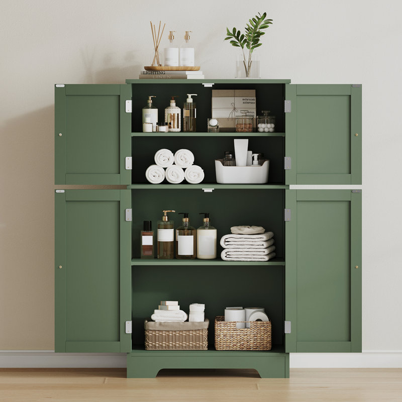 Armoire de rangement Jussiah avec 4 portes et tablette réglable, Vert