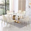 Table de salle à manger en pierre de 71 pouces avec base de Carrare et piédestal en acier au carbone de forme spéciale avec chaises 6PCS-992325382