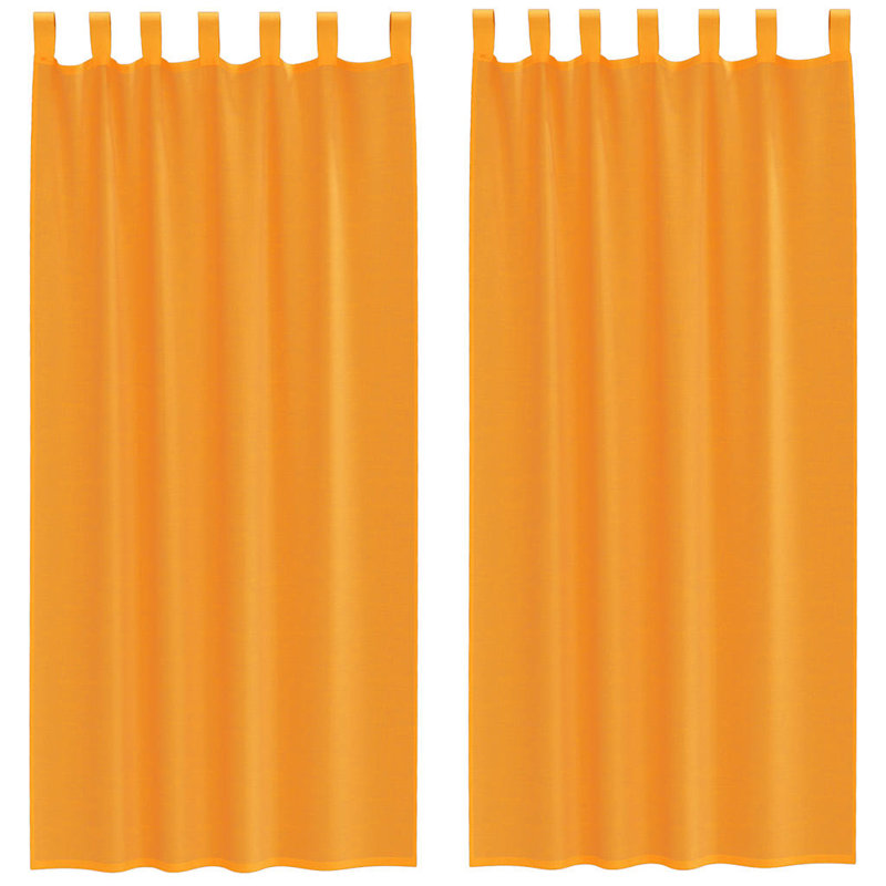 Voile Curtains With Tab Top 2 Pcs, 140cm Width x 245cm Drop, Orange