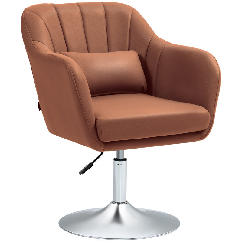 Upholstered Accent Chair, Brown Microfiber