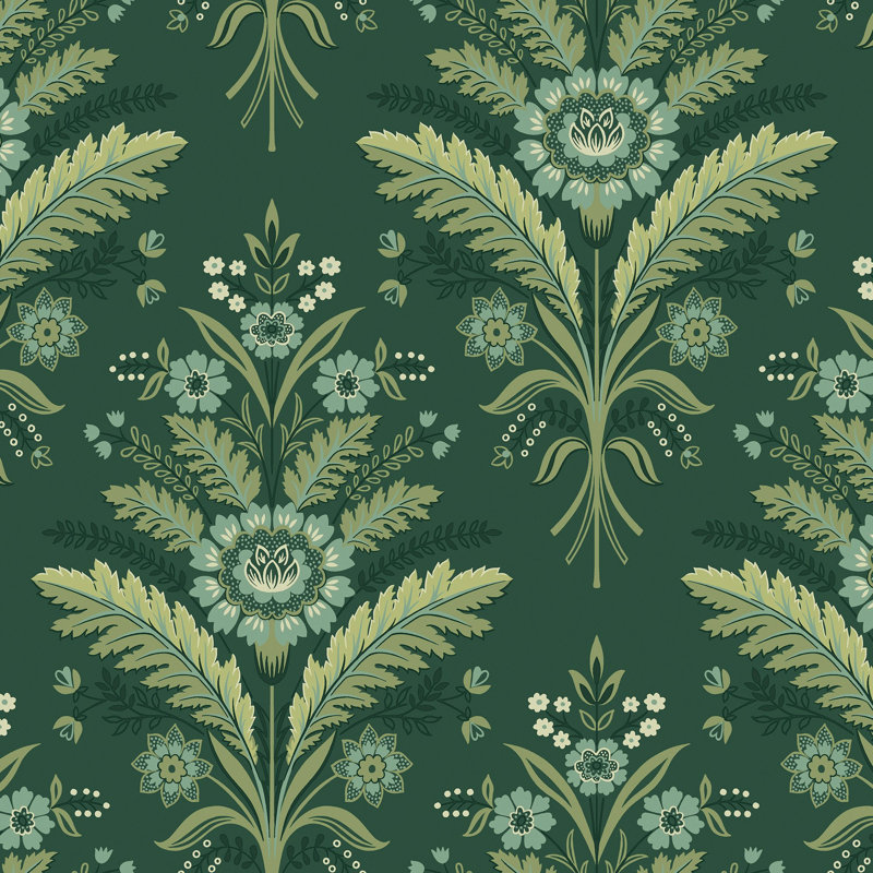 Tillie 8.23m x 68.58cm Matte Wallpaper Roll, Dark Green