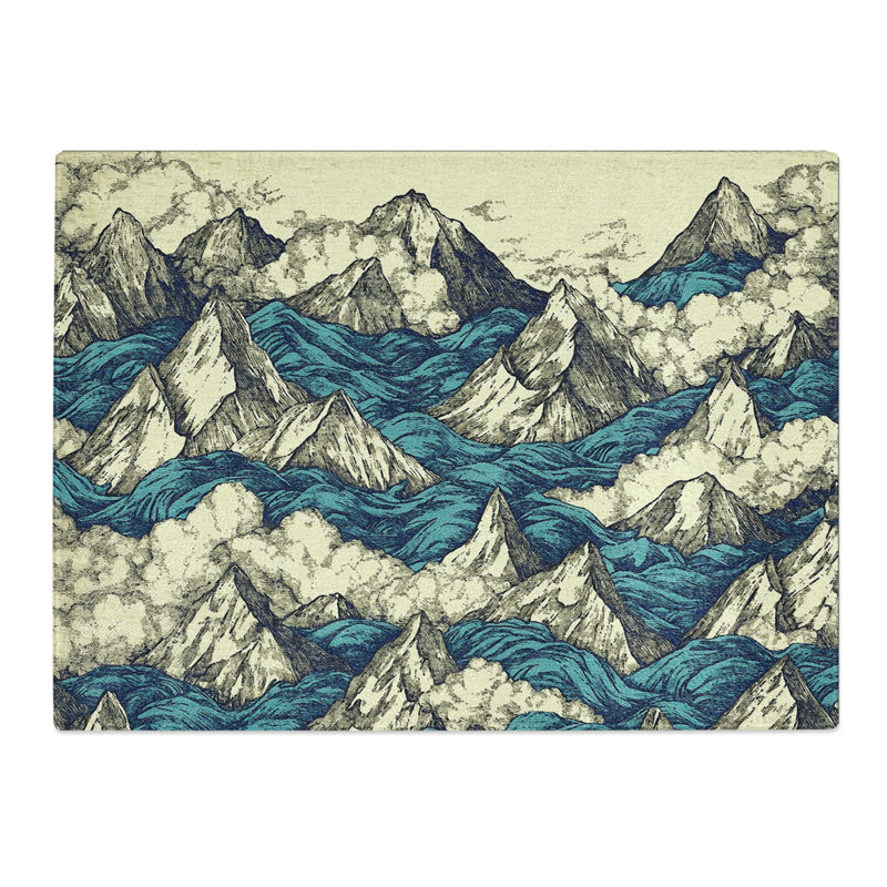 Mountain Illustration  Glass Chopping Board