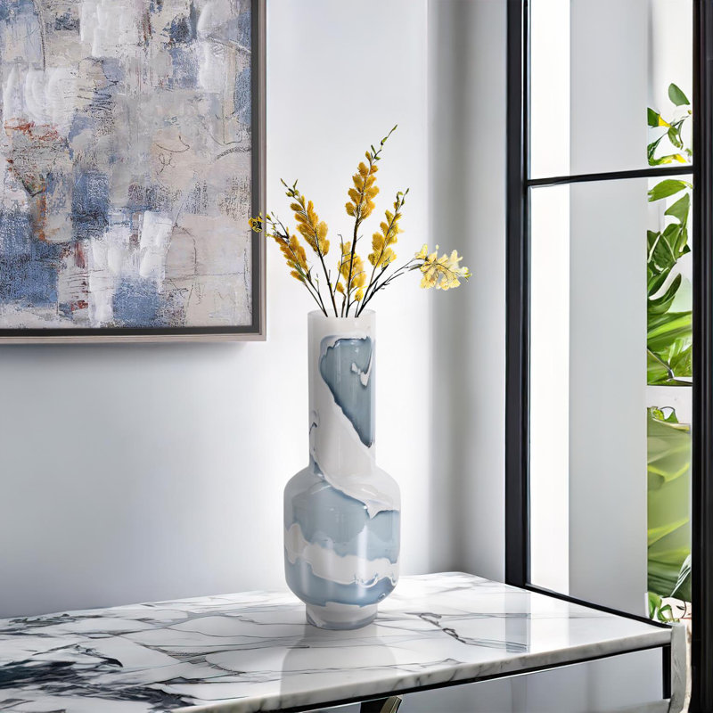 Grand vase en verre Glacier Bay, H 16,75 po x l 6,01 po x P 6,01 po