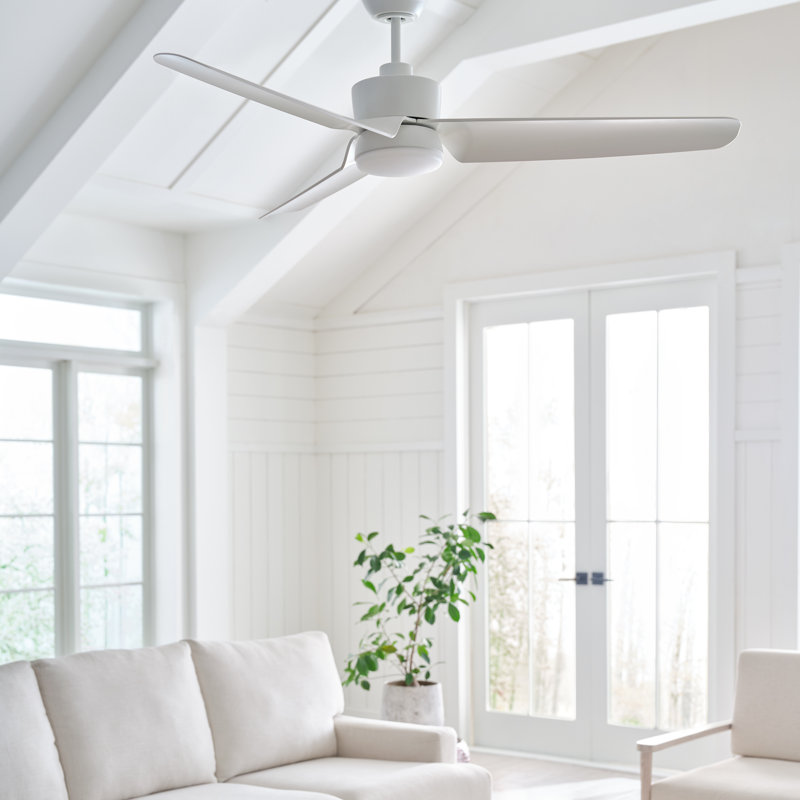 Visual Comfort Fan Colgin 56 LED Indoor Ceiling Fan with Threaded Downrod, Matte White ABS blades and Handheld Remote