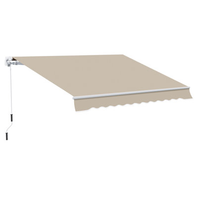 Patio Awning, Canopy Retractable Sun Shade Shelter W/ Manual Crank Handle For Deck, Yard