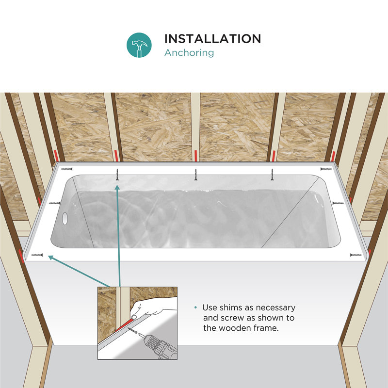 Acrylic Soaking Bathtub with Integral Apron Front - 66" x 32", Right