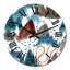 Horloge murale moderne, brun, vert, bleu, montagne-1364174141