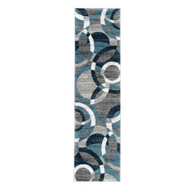 Mehul Abstract Machine Woven Area Rug in Blue/Ivory/Gray – Modern Abstract Design, Living Room, Bedroom, Dining Room, Durable Carpet
