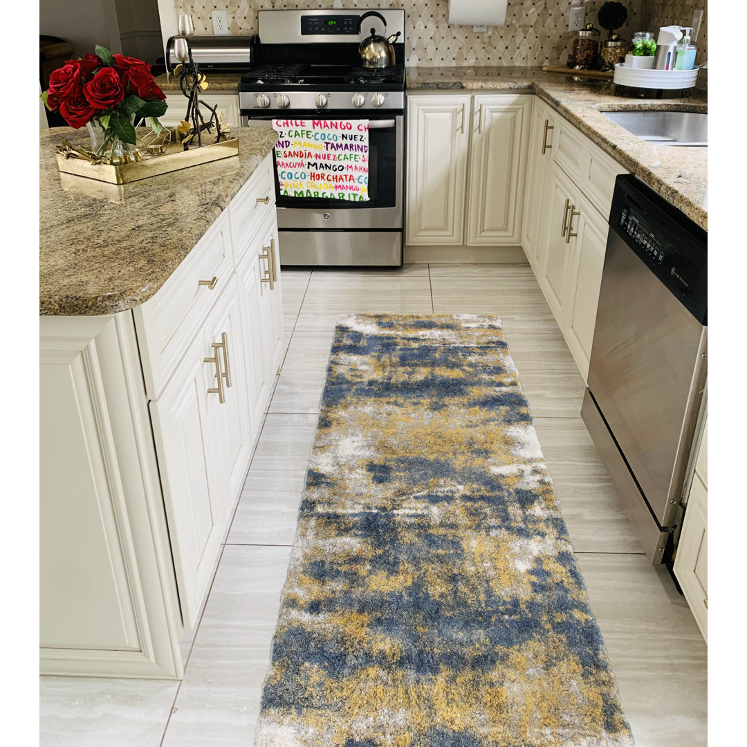 Shag Madison Blue/Gold Rug 17 Stories Rug 