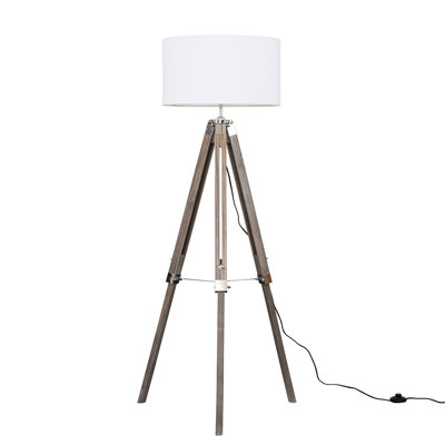 Azeline 143cm Light Wood/Chrome Tripod Floor Lamp