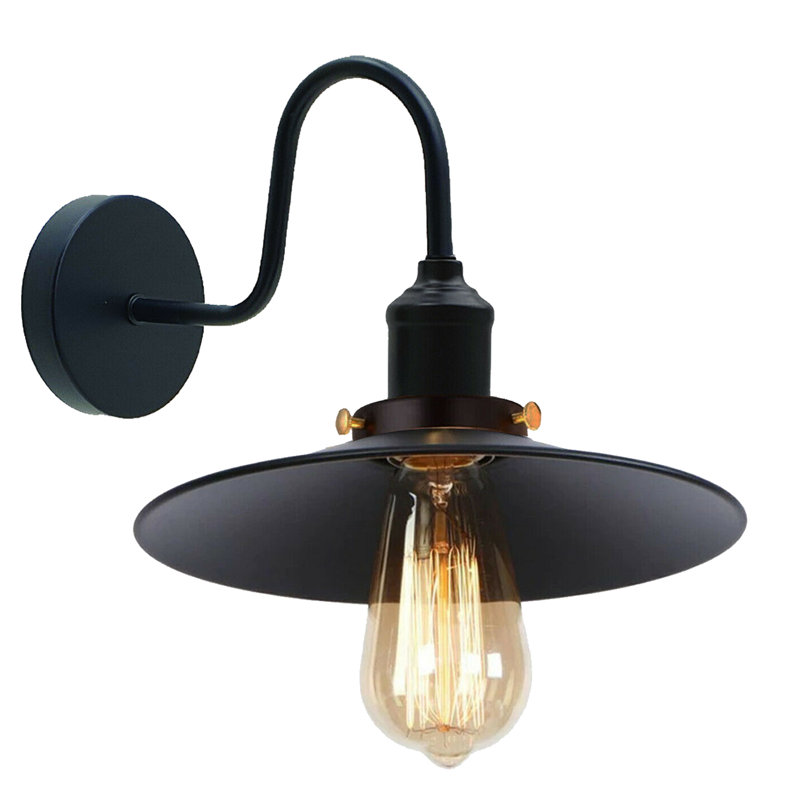 Southard 1-Light Wall Lamp with Arm, Black