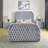 1Pc Gray Nightstand Upholstery Fabric Marble Top Two Storage Drawers Wooden Bedroom Furniture Oval Grey-1500260541