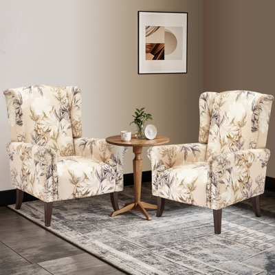 31.5"Wide Wing Back Upholstered Armchair With Nailhead Trim
