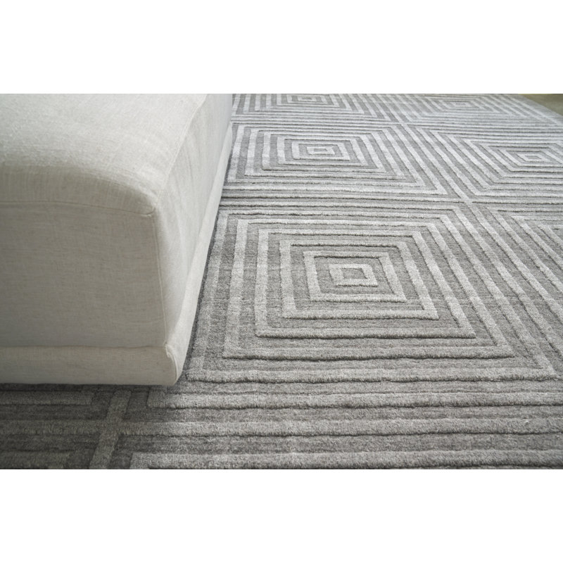 Castelli Geometric Area Rug in Light Silver, Rectangle 8' x 10', Gray
