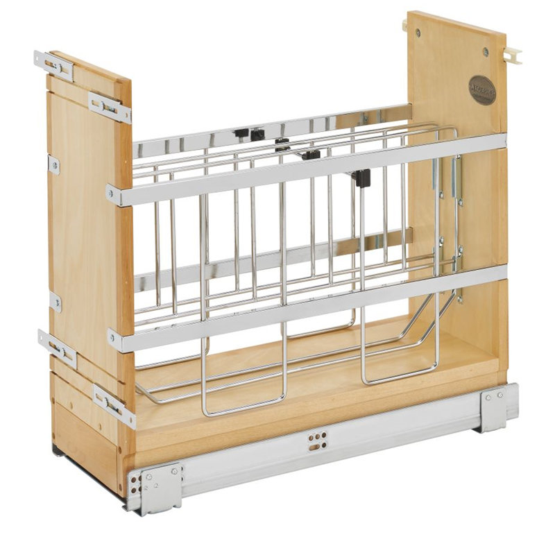 Rev-A-Shelf Wood Bakeware Pullout Organizer with Ball-Bearing Soft-Close for Baking Sheets, Platters, and Pans, 8" W