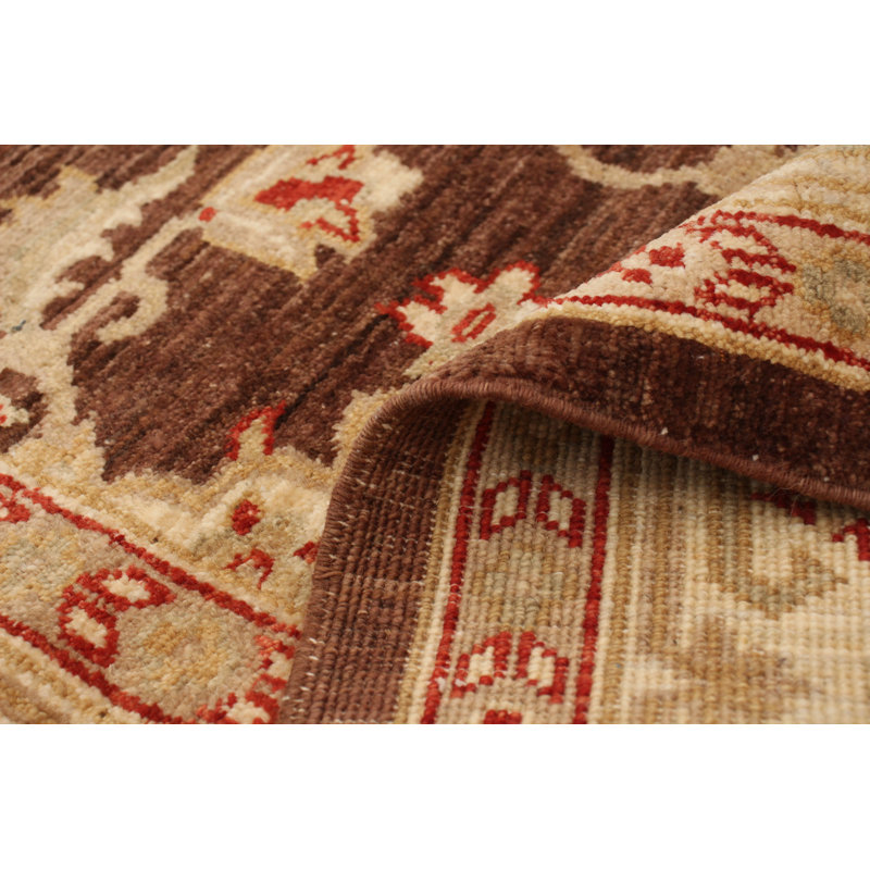 Tapis de zone en laine brun/beige 4 pi 2 po x 5 pi 10 po one-of-a-kind à la main noué la 2010 chobi Adric