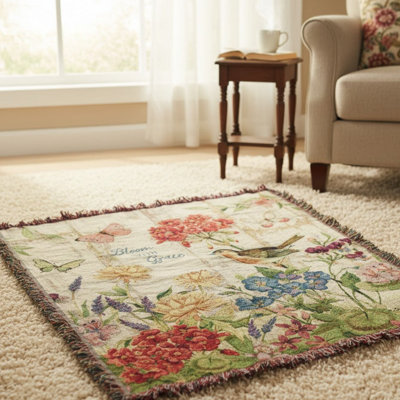 Jeté décoratif à motif floral 50 x 60