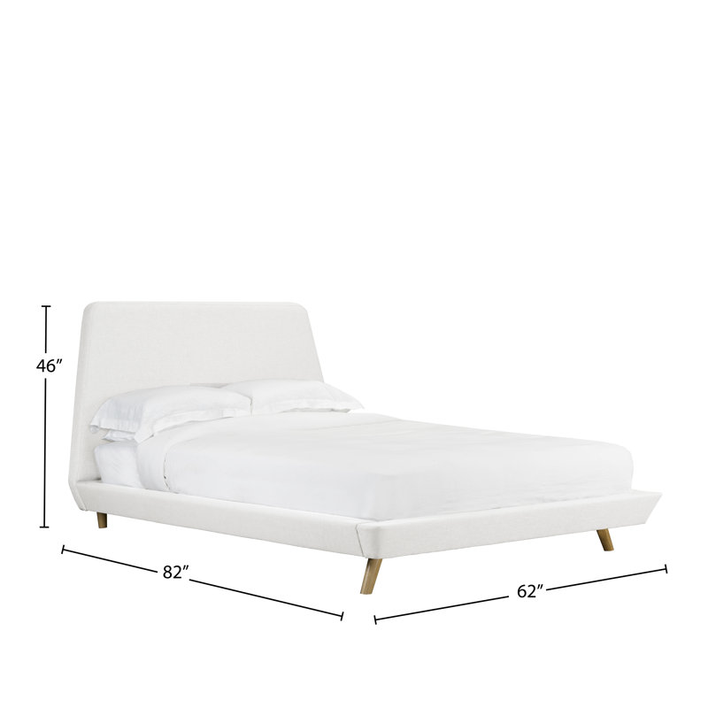 Lit plateforme en tissu d’ameublement Broughton, Double, Blanc