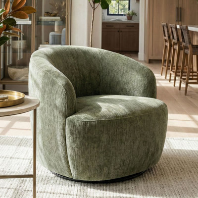 28.5" Wide Modern Chenille Swivel Barrel Accent Chair