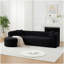 Canapé modulaire de luxe à dossier incurvé de 109,4 po, deux coussins décoratifs en tissu de chenille, canapé-lit minimaliste confortable en forme de L pour la salle de séjour (méridienne gauche, noir)-2118642245