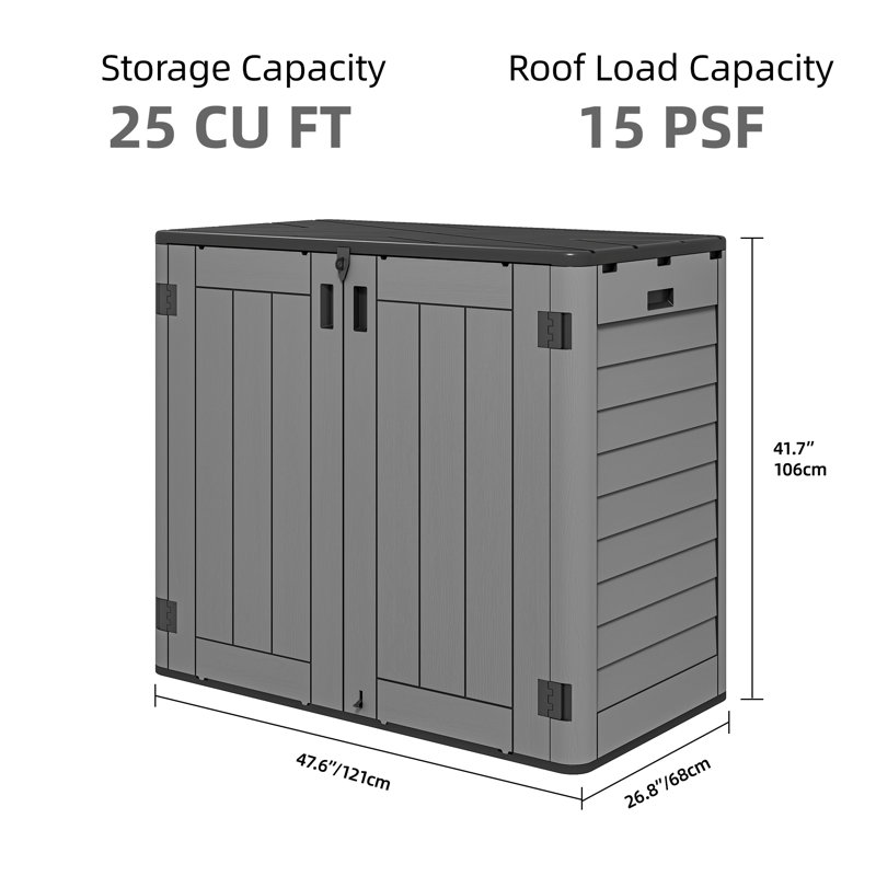 Unité de rangement extérieure l 4 pi x H 3,5 pi avec tablettes, Gris