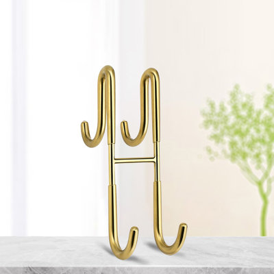 Rack Stainless Steel Hooks Double Sided Metal Non Stick Coat Hooks Bathroom Glass Door Hooks Back Hanging Double Hooks Hooks