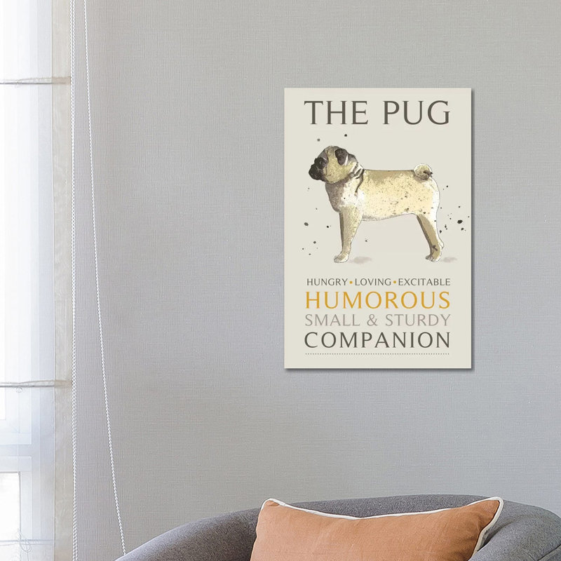Pug by Michelle Campbell - Wrapped Canvas Gallery-Wrapped Canvas Giclée, 66.04 cm H x 45.72 cm W x 3.175 cm D