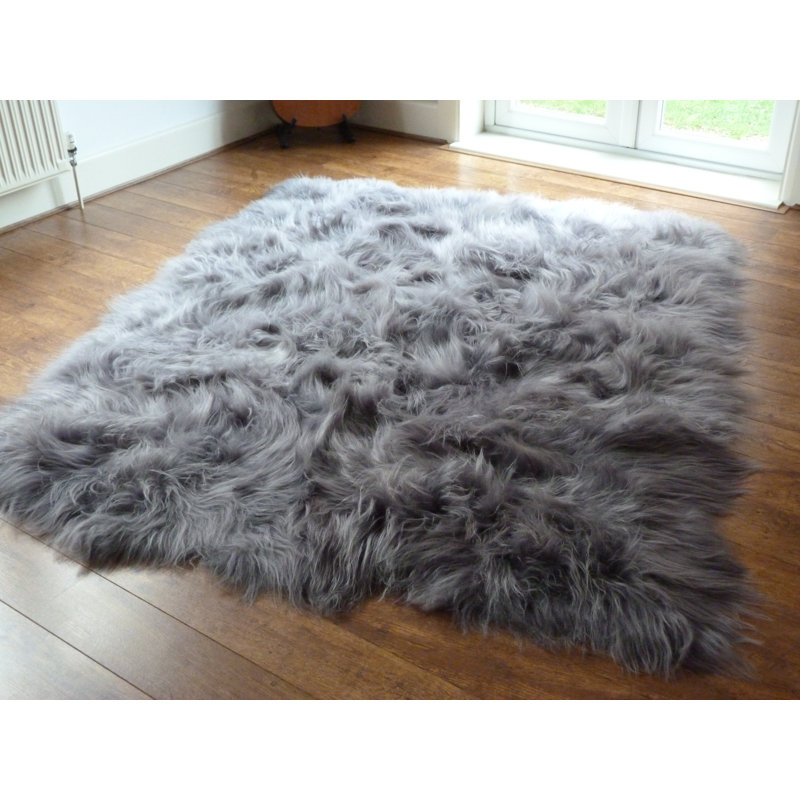 Solid Colour Sheepskin Area Rug, Novelty 100 x 90cm
