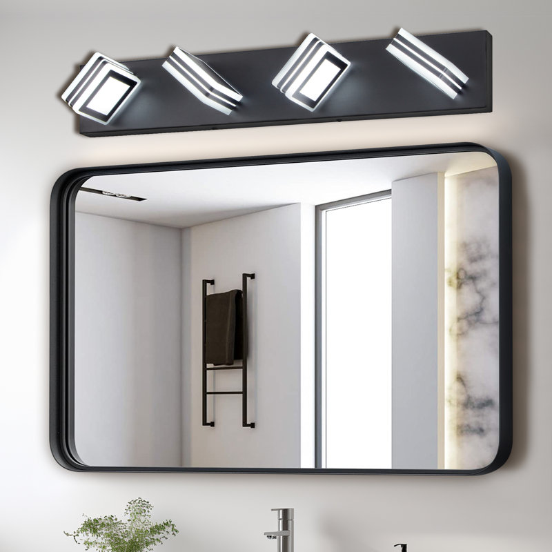 Luminaire mural 24 po à 4 lumières à DEL pour salle de bain, Noir