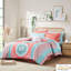 Grand lit avec draps - imprimé médaillon corail, doux, édredon corail, 2 taies décoratives standard, rembourrage-121409399-121409402
