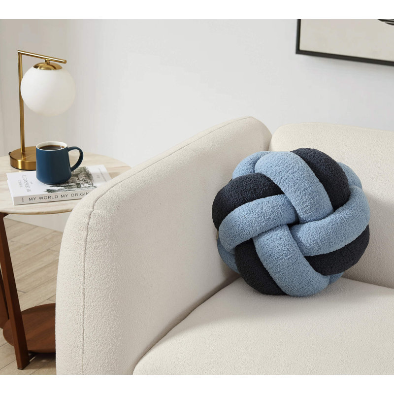 Knot Circular Pillow Cover & Insert, Midnight/Denim