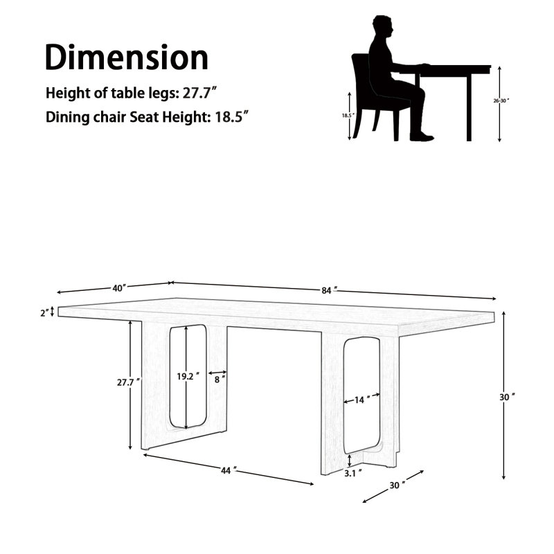 Rectangular 84'' L x 40'' W